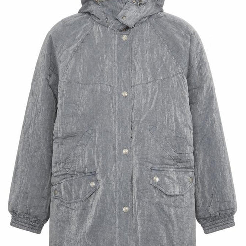 Campton J Mens Grey Hooded Parka Jacket Size L Nylon Rayon