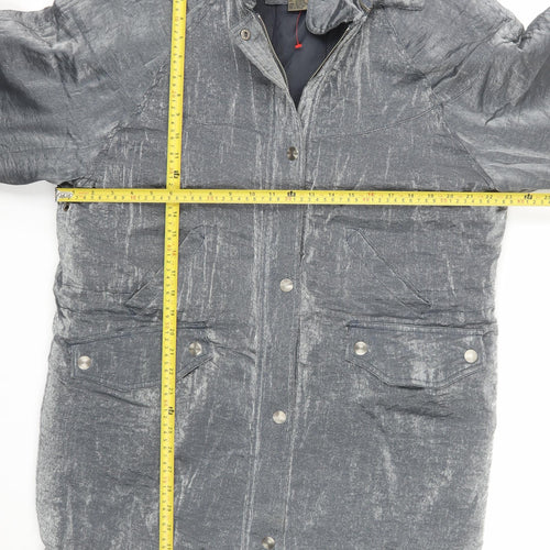 Campton J Mens Grey Hooded Parka Jacket Size L Nylon Rayon