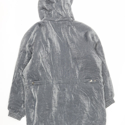 Campton J Mens Grey Hooded Parka Jacket Size L Nylon Rayon
