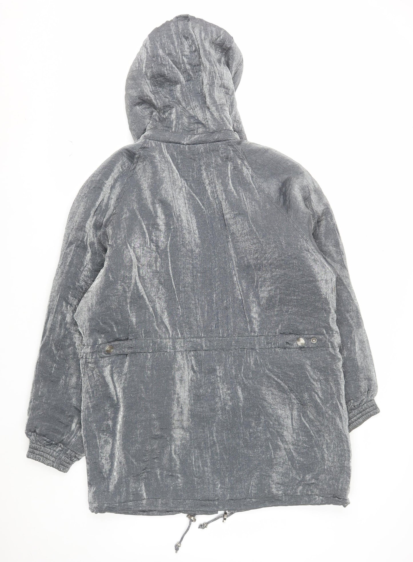 Campton J Mens Grey Hooded Parka Jacket Size L Nylon Rayon
