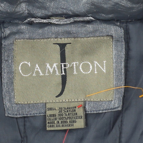 Campton J Mens Grey Hooded Parka Jacket Size L Nylon Rayon