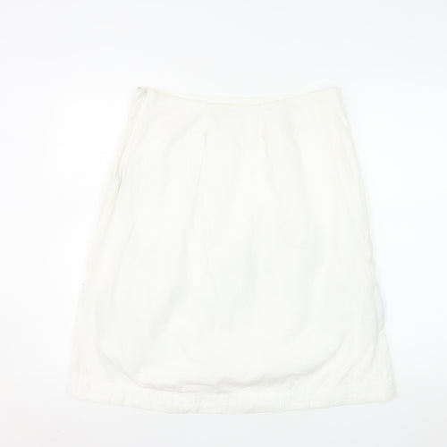 Monsoon Women Ivory Beaded Floral A-Line Skirt Size 14