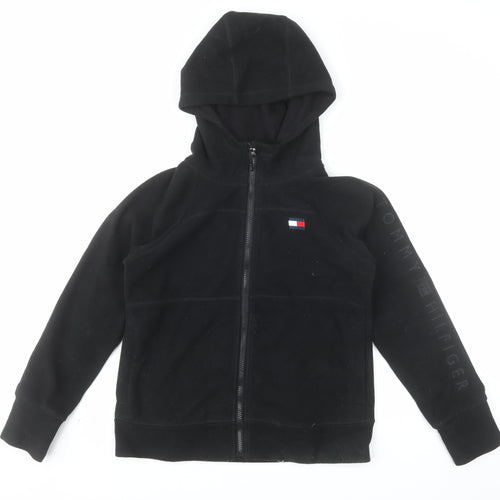 Tommy Hilfiger Women Black XS Full Zip Hoodie Fleece Sporty Warm