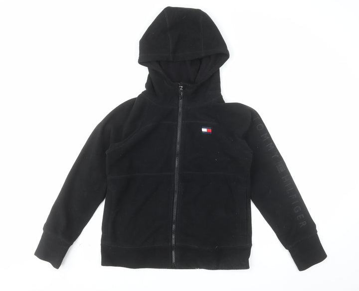 Tommy Hilfiger Women Black XS Full Zip Hoodie Fleece Sporty Warm
