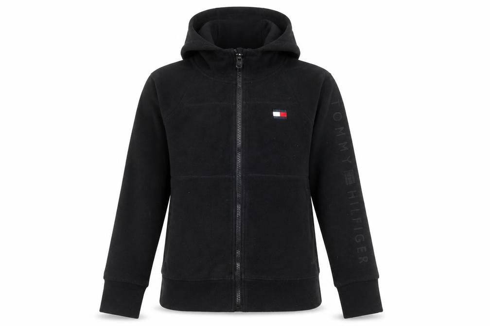 Tommy Hilfiger Women Black XS Full Zip Hoodie Fleece Sporty Warm