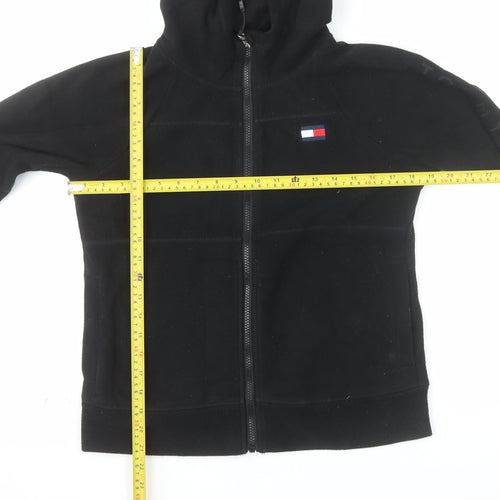 Tommy Hilfiger Women Black XS Full Zip Hoodie Fleece Sporty Warm