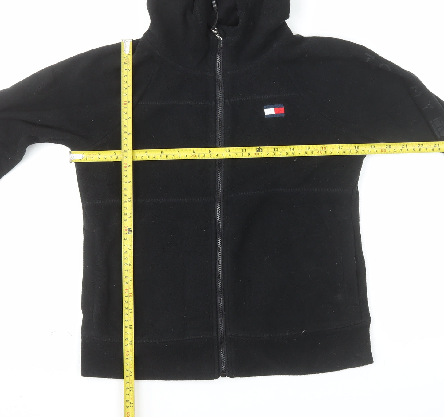 Tommy Hilfiger Women Black XS Full Zip Hoodie Fleece Sporty Warm