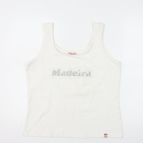 Rose Women's White 2XL Cotton Stretch Madeira Tank Top