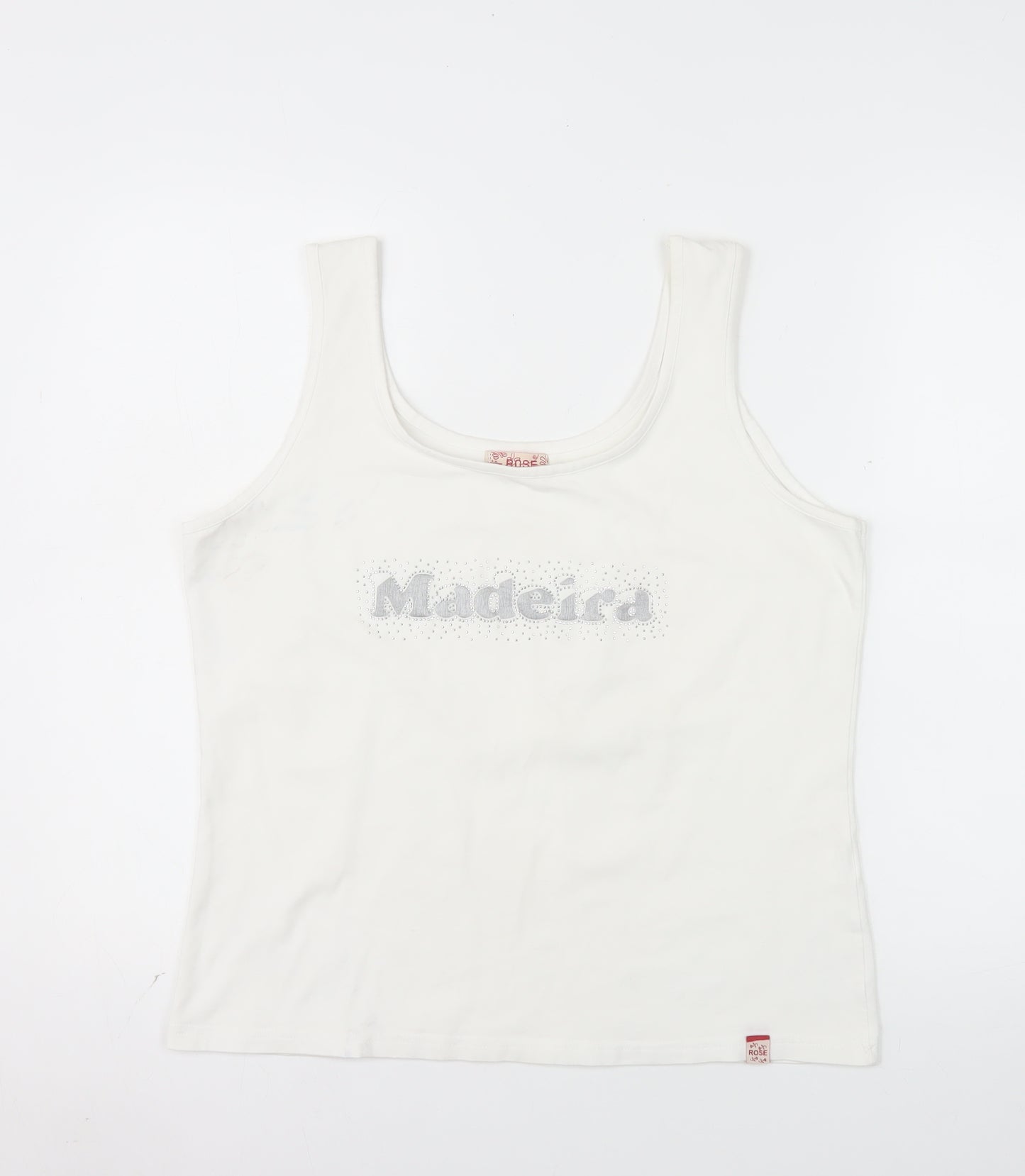 Rose Women's White 2XL Cotton Stretch Madeira Tank Top