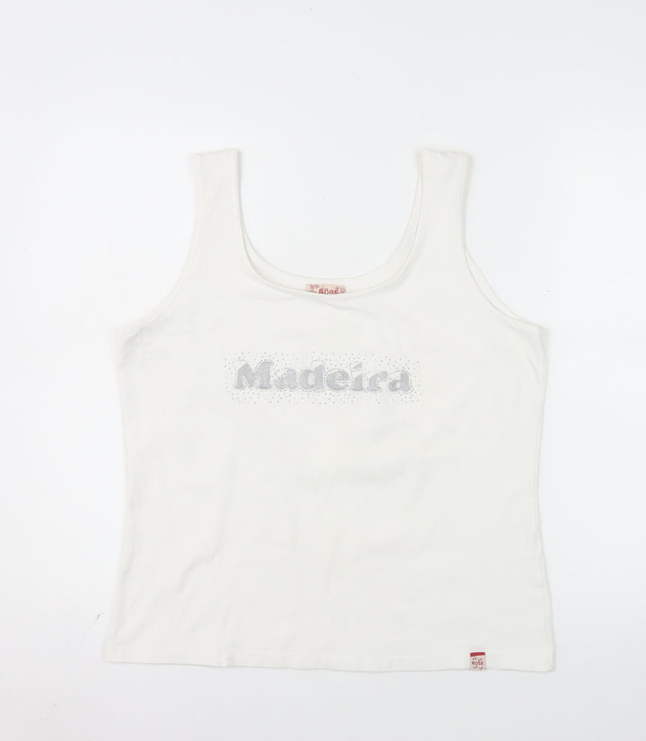 Rose Women's White 2XL Cotton Stretch Madeira Tank Top