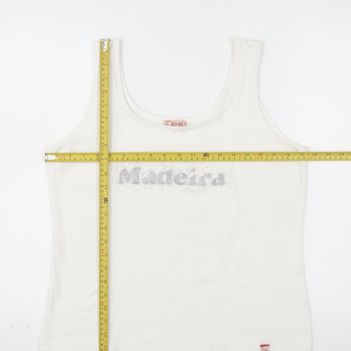 Rose Women's White 2XL Cotton Stretch Madeira Tank Top