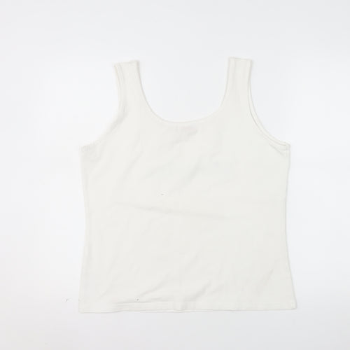 Rose Women's White 2XL Cotton Stretch Madeira Tank Top