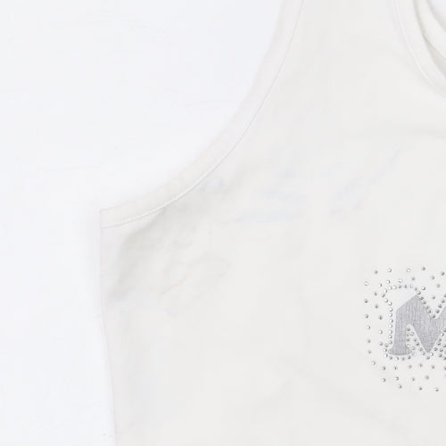 Rose Women's White 2XL Cotton Stretch Madeira Tank Top