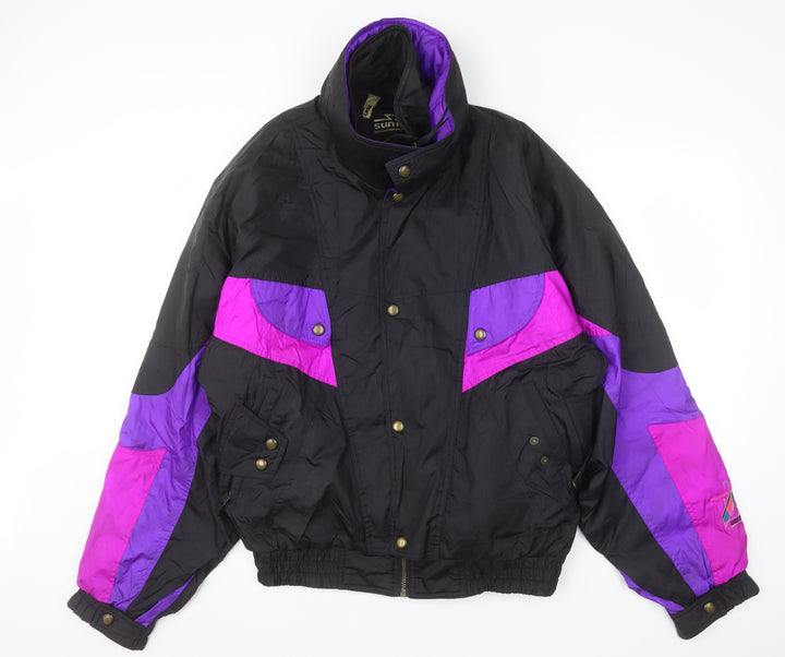 Sun Ice Men's Black Purple 90s Ski Jacket L Colour Block Winter