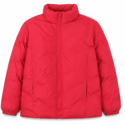 Franklin Allen Womens Red L Puffer Jacket Mid-Length Winter Coat