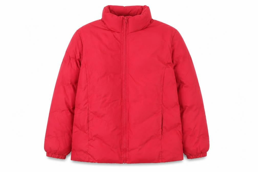 Franklin Allen Womens Red L Puffer Jacket Mid-Length Winter Coat