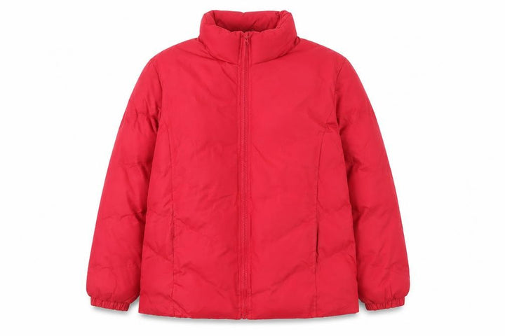 Franklin Allen Womens Red L Puffer Jacket Mid-Length Winter Coat