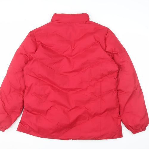 Franklin Allen Womens Red L Puffer Jacket Mid-Length Winter Coat