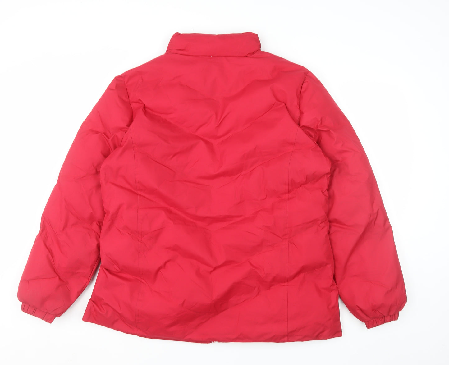 Franklin Allen Womens Red L Puffer Jacket Mid-Length Winter Coat