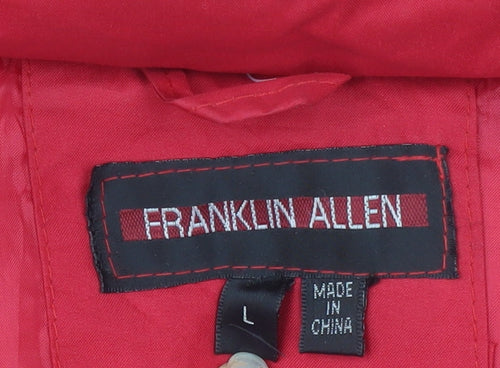 Franklin Allen Womens Red L Puffer Jacket Mid-Length Winter Coat
