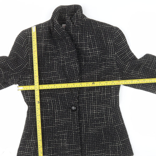 Louben Laura Petites Black Tweed Wool Blend Single-Breasted Blazer Size 6P