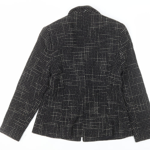 Louben Laura Petites Black Tweed Wool Blend Single-Breasted Blazer Size 6P