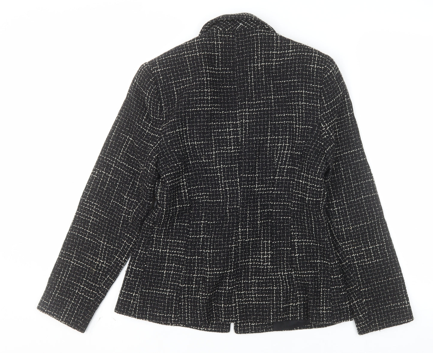 Louben Laura Petites Black Tweed Wool Blend Single-Breasted Blazer Size 6P