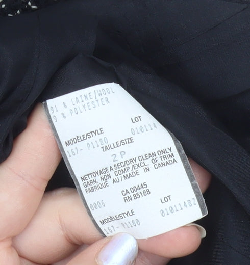 Louben Laura Petites Black Tweed Wool Blend Single-Breasted Blazer Size 6P