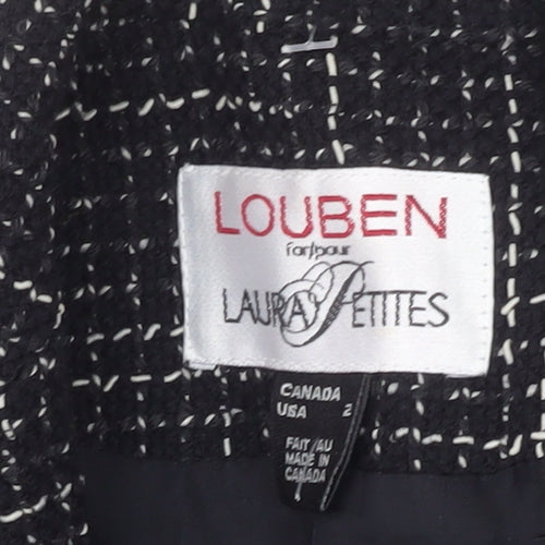 Louben Laura Petites Black Tweed Wool Blend Single-Breasted Blazer Size 6P