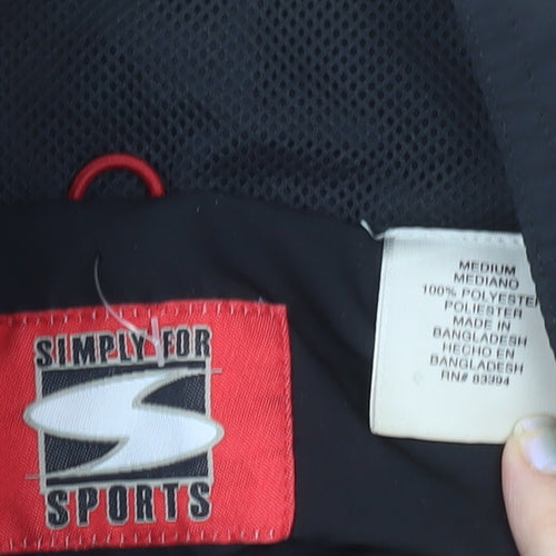 Simply For Sports Men's Black Medium Windbreaker Jacket Polyester