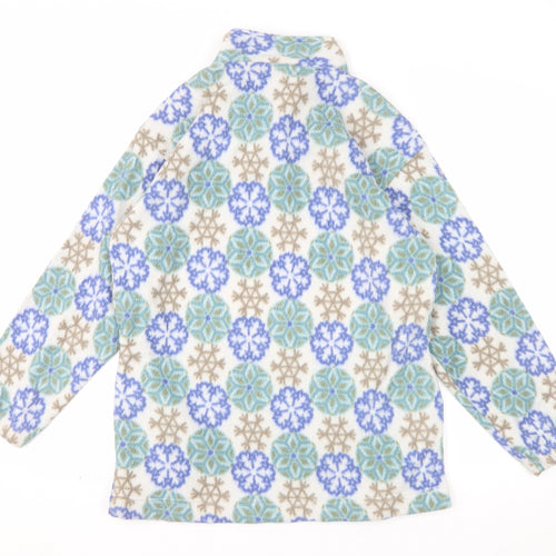 Out Brook Womens Beige Blue Snowflake 1/2 Zip Fleece Sweatshirt Size S