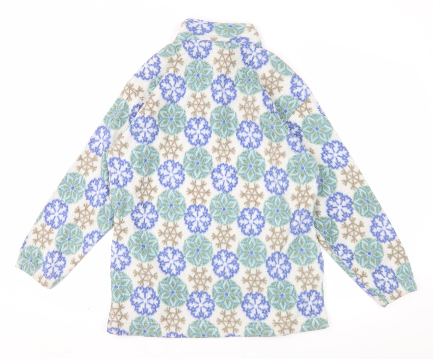 Out Brook Womens Beige Blue Snowflake 1/2 Zip Fleece Sweatshirt Size S