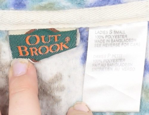 Out Brook Womens Beige Blue Snowflake 1/2 Zip Fleece Sweatshirt Size S