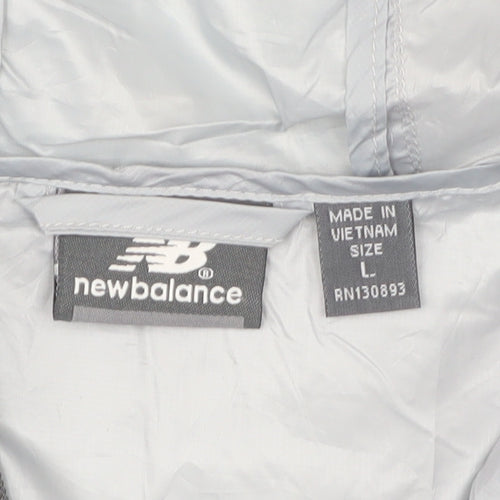 New Balance Women's Grey Lightweight Hooded Windbreaker Jacket Size L