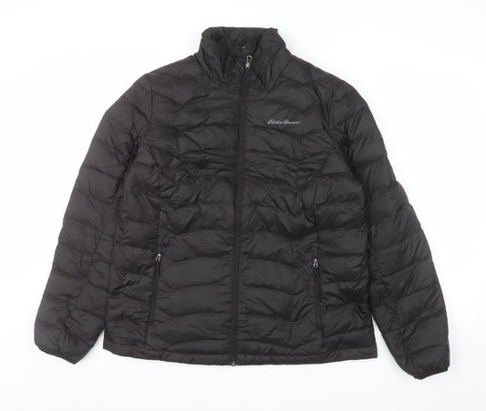 Eddie Bauer Women's Black Puffer Jacket Size L Lightweight Down