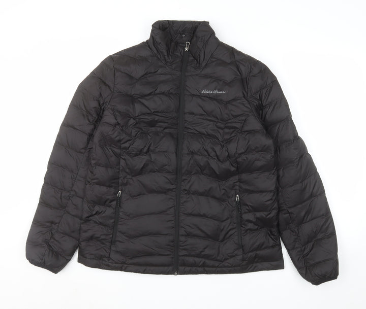 Eddie Bauer Women's Black Puffer Jacket Size L Lightweight Down