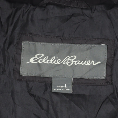Eddie Bauer Women's Black Puffer Jacket Size L Lightweight Down