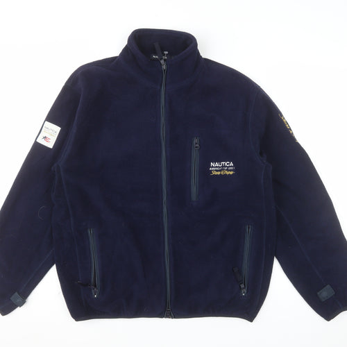 Nautica Men's Blue Fleece Full Zip Jacket Size S Embroidered Nautical Style