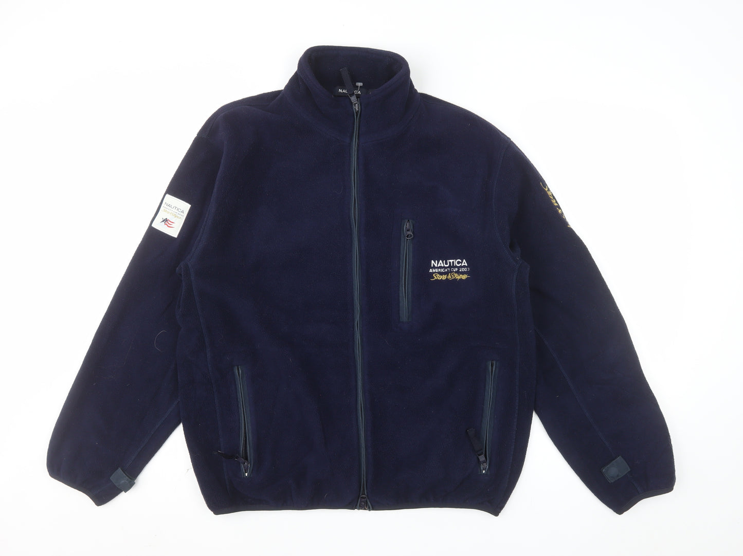Nautica Men's Blue Fleece Full Zip Jacket Size S Embroidered Nautical Style