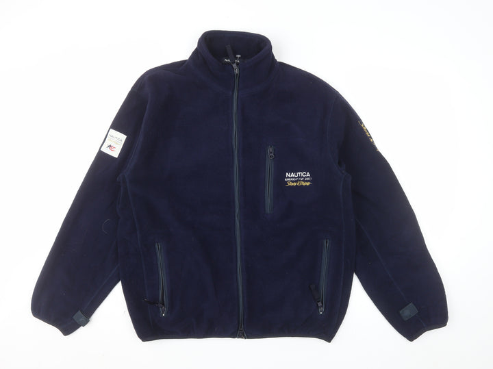 Nautica Men's Blue Fleece Full Zip Jacket Size S Embroidered Nautical Style