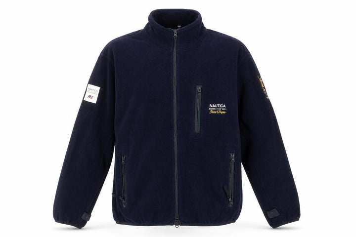 Nautica Men's Blue Fleece Full Zip Jacket Size S Embroidered Nautical Style