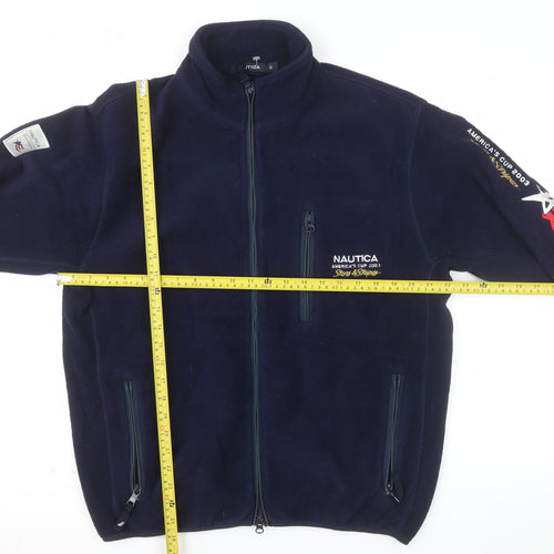 Nautica Men's Blue Fleece Full Zip Jacket Size S Embroidered Nautical Style
