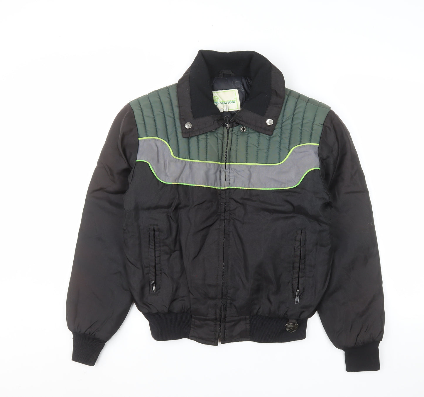 Arctowear Men's Black Bomber Jacket Size M Nylon Winter Zip-Up