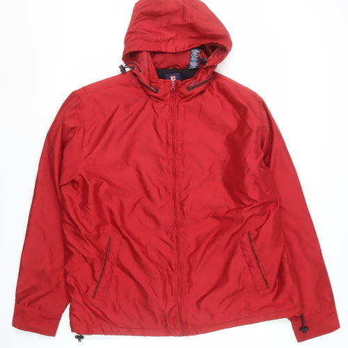 CHAPS Men’s Red Hooded Puffer Jacket XL Polyester Full Zip