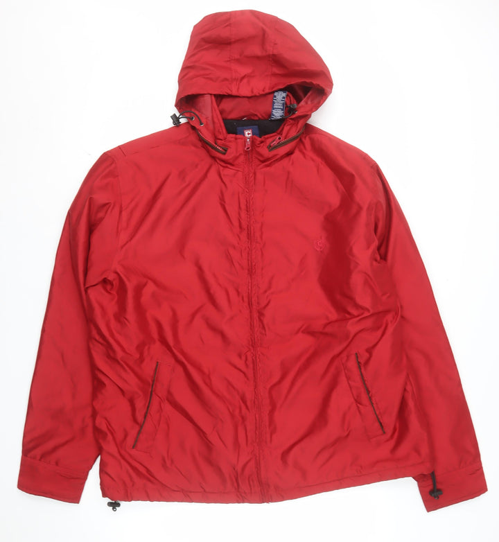 CHAPS Men’s Red Hooded Puffer Jacket XL Polyester Full Zip