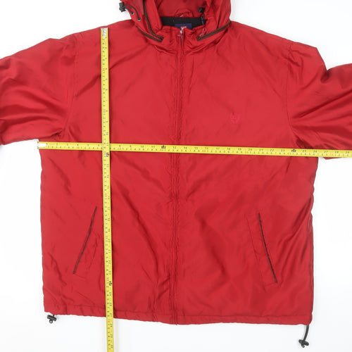 CHAPS Men’s Red Hooded Puffer Jacket XL Polyester Full Zip
