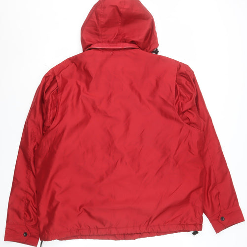 CHAPS Men’s Red Hooded Puffer Jacket XL Polyester Full Zip