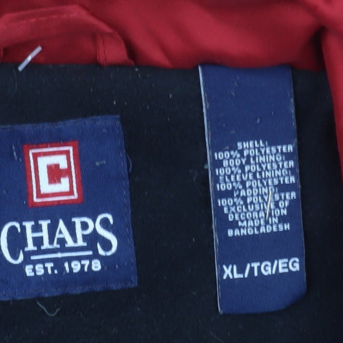 CHAPS Men’s Red Hooded Puffer Jacket XL Polyester Full Zip