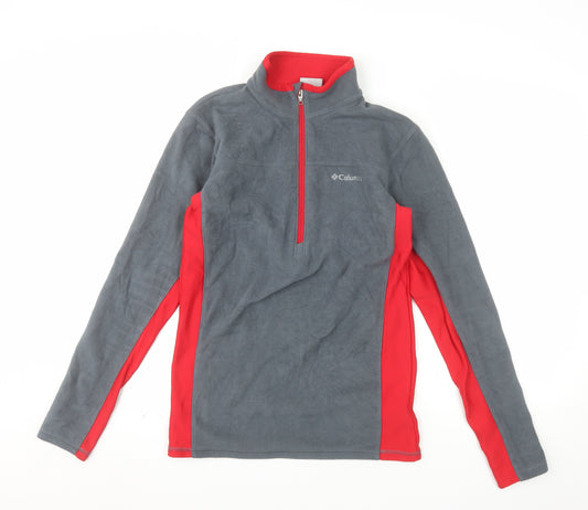 Columbia Men's Grey Red 1/4 Zip Fleece Pullover Sweatshirt XS