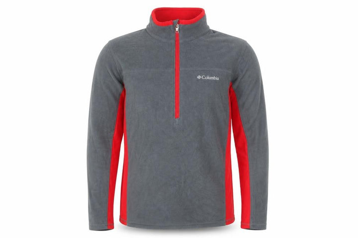 Columbia Men's Grey Red 1/4 Zip Fleece Pullover Sweatshirt XS